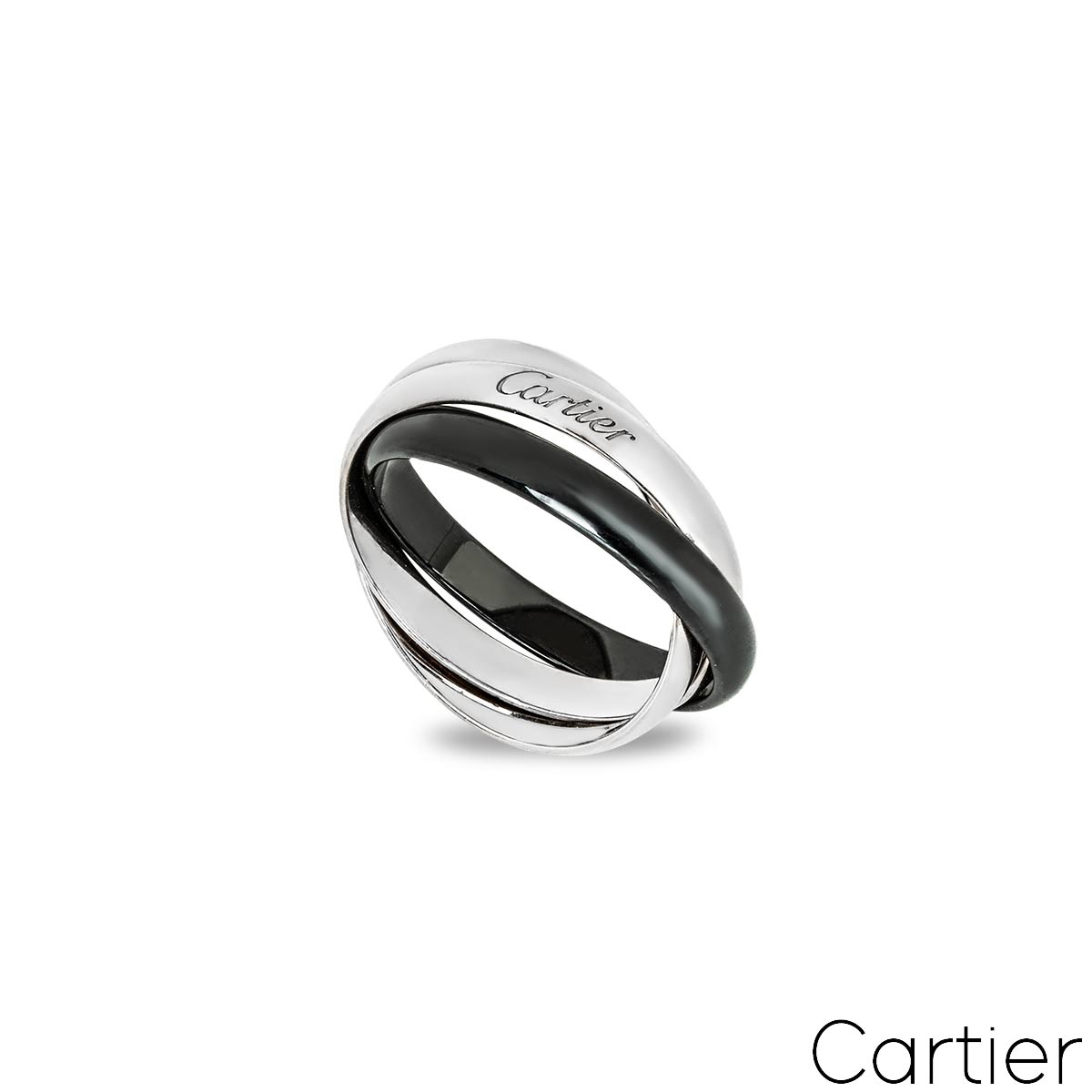 Cartier White Gold and Ceramic Trinity de Cartier Ring Size 53 B4234100 Cartier White Gold and Ceramic Trinity de Cartier Ring Size 53 B4234100